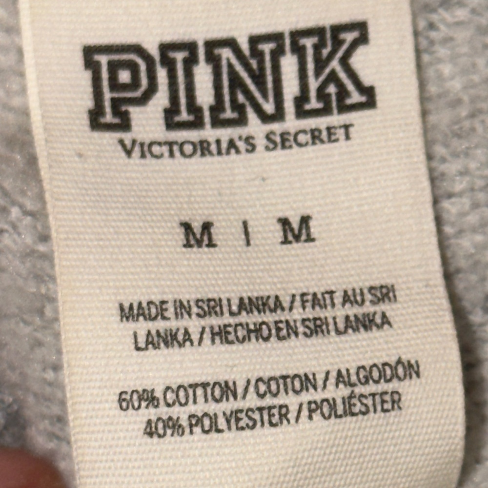 PINK Victoria’s Secret Medium Gray Jogger Sweatpants Gold Silver Sequin Logo Y2K - Picture 10 of 11